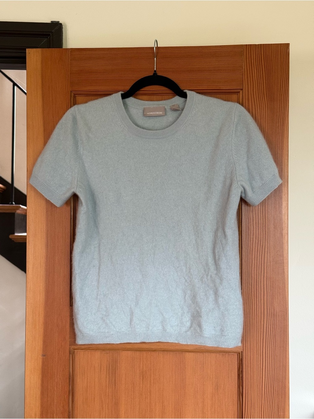 light blue cashmere short sleeve top